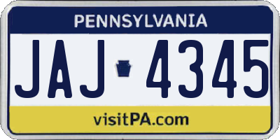 PA license plate JAJ4345