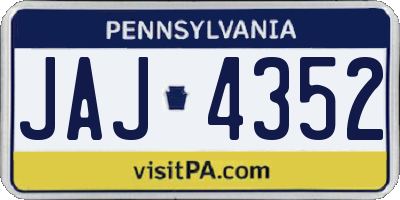 PA license plate JAJ4352
