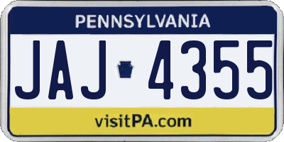 PA license plate JAJ4355