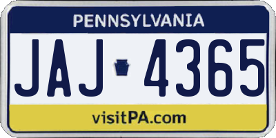 PA license plate JAJ4365