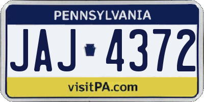 PA license plate JAJ4372