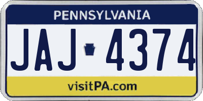 PA license plate JAJ4374
