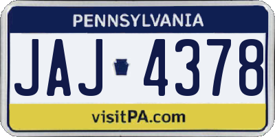 PA license plate JAJ4378