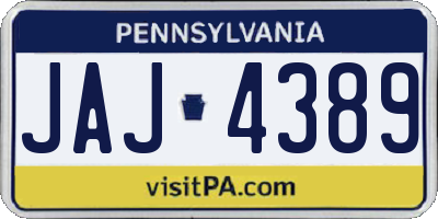 PA license plate JAJ4389