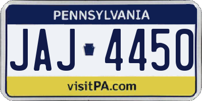 PA license plate JAJ4450