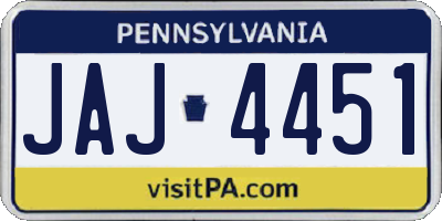 PA license plate JAJ4451