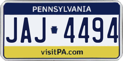 PA license plate JAJ4494