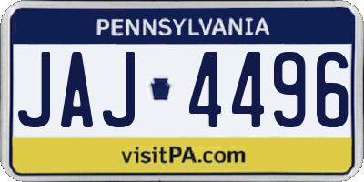 PA license plate JAJ4496