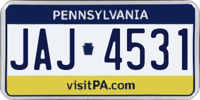PA license plate JAJ4531