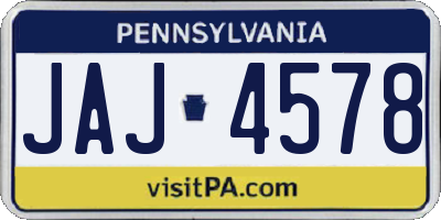 PA license plate JAJ4578