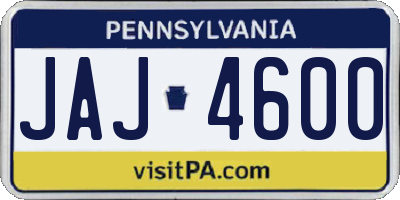 PA license plate JAJ4600