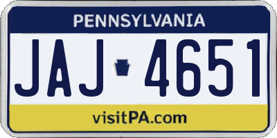PA license plate JAJ4651