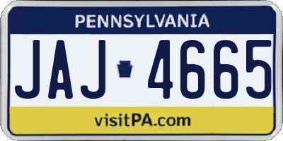 PA license plate JAJ4665