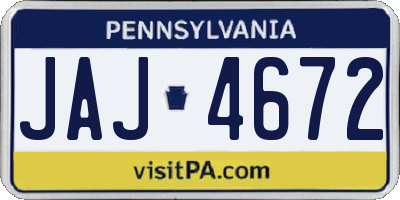 PA license plate JAJ4672