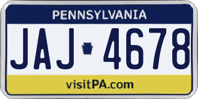 PA license plate JAJ4678
