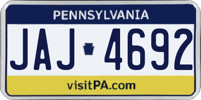 PA license plate JAJ4692