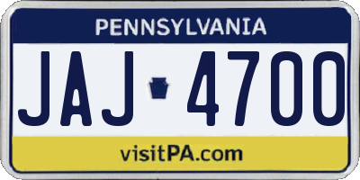 PA license plate JAJ4700