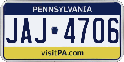 PA license plate JAJ4706