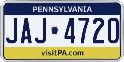 PA license plate JAJ4720