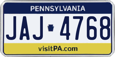 PA license plate JAJ4768