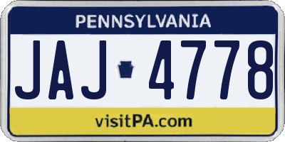 PA license plate JAJ4778