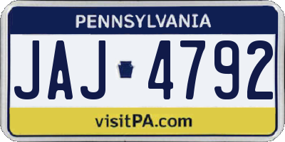 PA license plate JAJ4792