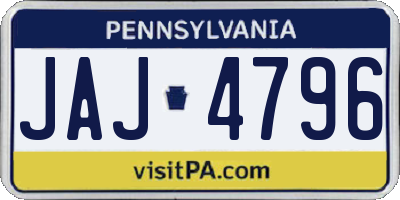 PA license plate JAJ4796