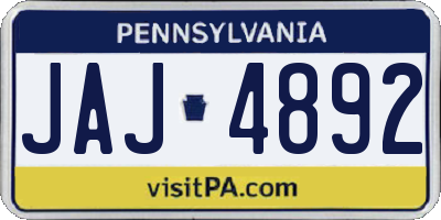 PA license plate JAJ4892