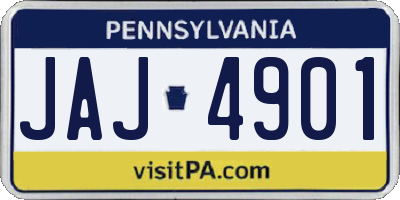 PA license plate JAJ4901