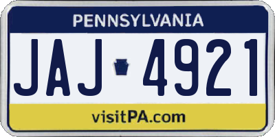 PA license plate JAJ4921