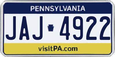 PA license plate JAJ4922