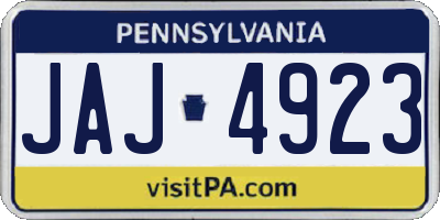 PA license plate JAJ4923
