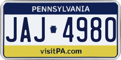 PA license plate JAJ4980