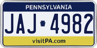 PA license plate JAJ4982