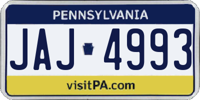 PA license plate JAJ4993