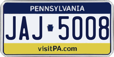 PA license plate JAJ5008