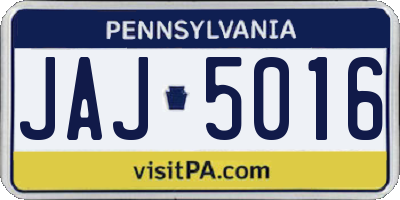 PA license plate JAJ5016
