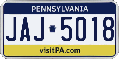 PA license plate JAJ5018
