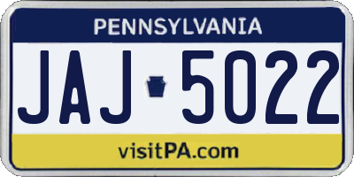 PA license plate JAJ5022