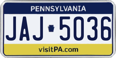 PA license plate JAJ5036