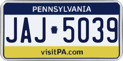 PA license plate JAJ5039