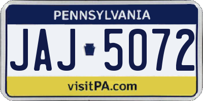 PA license plate JAJ5072