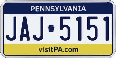 PA license plate JAJ5151