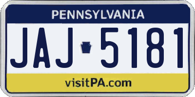 PA license plate JAJ5181