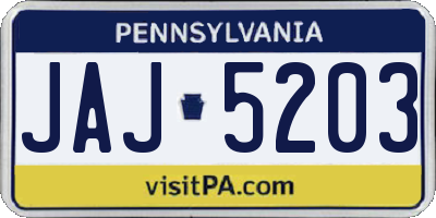 PA license plate JAJ5203