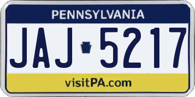 PA license plate JAJ5217