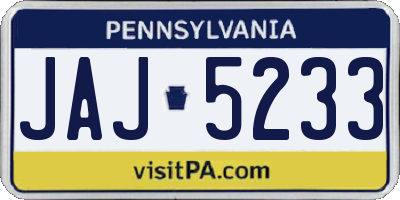 PA license plate JAJ5233