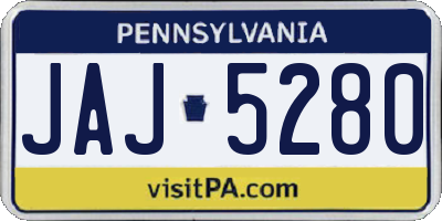 PA license plate JAJ5280