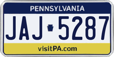 PA license plate JAJ5287