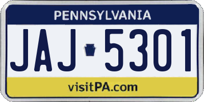 PA license plate JAJ5301